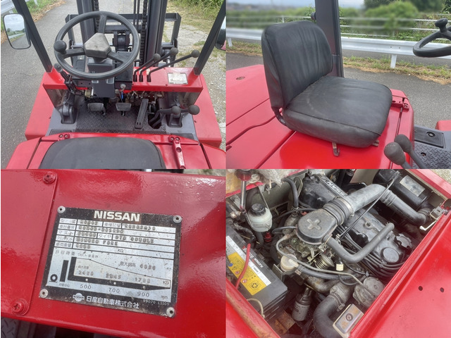 日産フォークリフト 3 トン ガソリン、3 レバー ヒンジ付き。 型式