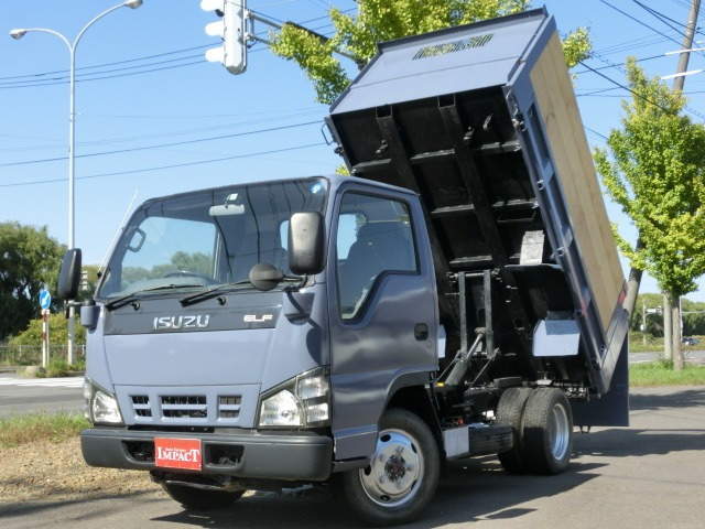 エルフ 4.8 フルフラットロー ディーゼル 4WD 2tダンプ 全低床 3面差し枠 深ダンプ
