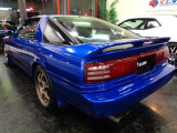 ターボA仕様ブルーMカラーフルエアロワイドボディ&D席セミバケットシート&レザーステアリング&エアロダッシュカバー&デジパネメーター&リトラクタブルライト&GA70Hボディ7Mエンジン換装