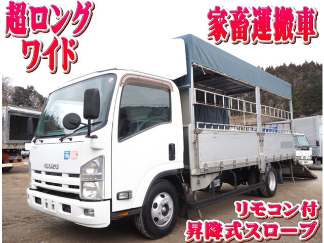 エルフ  ワイド超ロング 家畜運搬車 電動スロープ