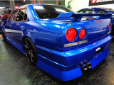 ベイサイドブルーMカラーR34GTRVスペックNISMO仕様フルエアロ&Zチューン仕様ワイドフェンダー&トランクスポイラー&CSR18アルミ&クリアウインカー&ナビTV&ETC他ドレスアップ仕様