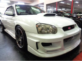 インプレッサWRXSTI涙目モデルピュアホワイトカラーフルエアロ&EJ20BOXERターボエンジン6MT4WD&DCCDブレンボキャリパーマフラー車高調他装備充実車が入庫しました