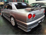 ソニックシルバーカラーR34GTRVスペックNISMO仕様フルエアロ4Dセダンボディ&トランクスポイラー&HIDライト&スモークウインカー他ドレスアップ仕様