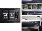 ドアスイッチパネルには電動格納ミラー・ミラーコントローラー、パワーウインドウ・ドアロック集中スイッチを配置、両側パワースライドドア、オートライトを装備しています。