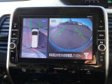 日産純正9インチナビ☆ MM518D-W アラウンドビューモニターは車両の上空から見下ろすような映像で全方向見れるので、車庫入れが楽になります♪