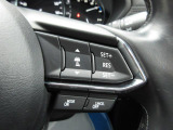 ステアリングには各種スイッチを配置。左手は主にオーディオの操作を、右手は「レーダークルーズコントロール」の操作を行えます。