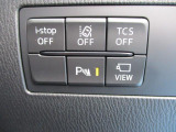 運転席右前にあるスイッチ類。VIEWボタンを押せばすぐに360度モニターが映ります。