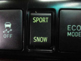 ”   シーンに合わせて選べる3つの走行モード。「SPORT→スポーティな走りを楽しみたい時に」 「ECO→燃費向上をさせたい時に」「SNOW→凍結路面走行時に」”
