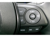 ステアリングスイッチ付き。前方から目を離すことなく、オーディオの選局や運転支援系の操作ができます。