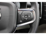 ステアリングの右側スイッチでは、オーディオのボリューム操作や車両の燃費情報を確認できます。
