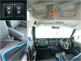 運転席助手席にはシートヒーターを完備。バイザー部には大型ミラーがあります。