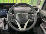 【純正革巻きステアリング】上質な革を使用することで、手にしっかり馴染みとても運転しやすいハンドルです♪