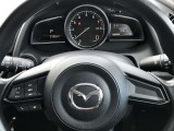 ステアリングスイッチは運転姿勢や視線を崩さずに操作が可能です。左側にはオーディオ類があります。