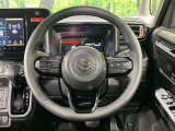 【純正革巻きステアリング】上質な革を使用することで、手にしっかり馴染みとても運転しやすいハンドルです♪