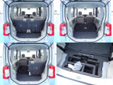 乗車人数やお荷物に応じて後部座席をセパレートに倒すことが出来ます。充分なラゲッジスペースも確保。