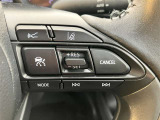 アダプティブクルーズコントロール機能付きです。走行中に先行車の様子を検知しながら、設定した車速の範囲内で先行車との距離のキープを支援します。詳細は販売店スタッフまでおたずねください。