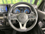 【純正革巻きステアリング】上質な革を使用することで、手にしっかり馴染みとても運転しやすいハンドルです♪