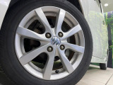 【純正14インチアルミホイール】外観にマッチした純正アルミホイールを装着しております。各種社外アルミホイールや、スタッドレスタイヤも取扱いしております。是非ご相談ください♪