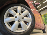 【純正14インチアルミホイール】外観にマッチした純正アルミホイールを装着しております。各種社外アルミホイールや、スタッドレスタイヤも取扱いしております。是非ご相談ください♪