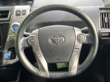【純正革巻きステアリング】上質な革を使用することで、手にしっかり馴染みとても運転しやすいハンドルです♪