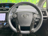 【純正革巻きステアリング】上質な革を使用することで、手にしっかり馴染みとても運転しやすいハンドルです♪