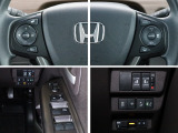 運転席回りの各種スイッチ群とホンダ純正ETC車載器です。電動スライドドアスイッチも配備されています。総合先進安全装備のセンシング搭載。ヒューマンエラーを高度先進技術が補完してくれます。