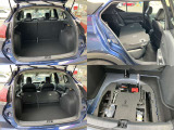 後席を倒せば広い荷室スペースになります。