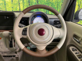 【純正革巻きステアリング】上質な革を使用することで、手にしっかり馴染みとても運転しやすいハンドルです♪