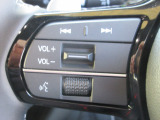 ハンドルにオーディオ操作ボタンがございます。視点を移さず、左手をハンドルから離す事なく放送局選びや曲飛ばし、ボリューム調整やモード切替が感覚的にできますので安全運転にも役立ちますね。