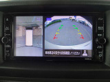 アラウンドビューモニター画像になります。4方向のカメラ画像を合成をし、上から見たような画像にしバック駐車時の死角を無くします。