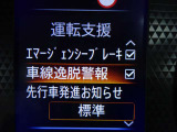 【車線逸脱警報】車線から外れると注意を促します。ドライバーが意図しないのに車線を逸脱した場合に、これを検知して警報で注意喚起する事で安全性を確保!