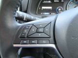 ステアリングの左側に、オーディオの操作ができるスイッチを装備しています。ハンドルから手を離さず操作できて便利です。