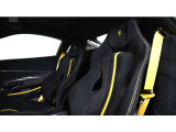 ヘッドレストの跳馬刺繍のカラーはGiallo。シートベルトもGialloとなります。