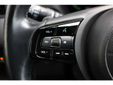 ハンドル左部分にはオーディオコントロールスイッチがついています。運転中も視線をそらさずにオーディオ操作ができ安心です!