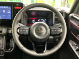 【純正革巻きステアリング】上質な革を使用することで、手にしっかり馴染みとても運転しやすいハンドルです♪