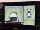 パノラミックビューモニターを装備。駐車場や交差点でクルマを真上から見るように周囲を確認できます。機能の詳細は販売店スタッフまでおたずねください。