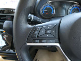 ナビの音量など車両情報を手元で操作できるハンドルスイッチ付き。