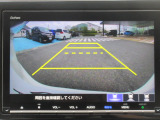 リバースギア連動のバックカメラが付いています。画面に鮮やかに写りますので夜間や雨の日も安心してバックできますね。人気装備の一つです。