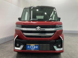 令和7年式 スペーシアカスタム HYBRID XSターボ 4WD LEDヘッドランプ フェニックスレッドパール ブラック2トーン