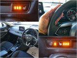 運転席&助手席には腰部まであたためてくれる3段階調整機能付きシートヒーター機能があります☆さらにステアリングヒーターもありがたい!