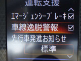 【車線逸脱警報】車線から外れると注意を促します。ドライバーが意図しないのに車線を逸脱した場合に、これを検知して警報で注意喚起する事で安全性を確保!