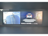 Rギヤ入力でMFDはこの画面に。サイドビュー表示 黄色のガイドラインは車体からの距離約30cm、車両先端、ホイールセンターの位置を示しドライバーをアシストします。