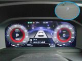 見やすいメーター類  中央部のディスプレイには映像や車両情報等を表示 (車両装備のON/OFFも出来ます)・楕円内はフロントガラスに映るヘッドアップディスプレイ