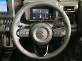 【純正革巻きステアリング】上質な革を使用することで、手にしっかり馴染みとても運転しやすいハンドルです♪