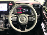 【純正革巻きステアリング】上質な革を使用することで、手にしっかり馴染みとても運転しやすいハンドルです♪