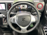 【純正革巻きステアリング】上質な革を使用することで、手にしっかり馴染みとても運転しやすいハンドルです♪