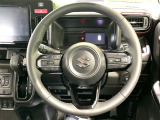 【純正革巻きステアリング】上質な革を使用することで、手にしっかり馴染みとても運転しやすいハンドルです♪