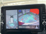 アラウンドビューモニター装備。前後左右4つのカメラから解析した、まるで上から車を見たような画像が映し出され、車の死角や駐車場の線も確認ができるようになります。日産の先進装備の1つです。