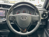 【純正革巻きステアリング】上質な革を使用することで、手にしっかり馴染みとても運転しやすいハンドルです♪