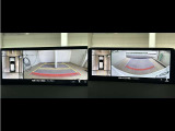 360度ビューカメラを搭載。4方の小型カメラの映像を処理し、車両真上からの映像に変換しています。